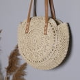 thumbnail image 3 of Bolso de hombro para mujer bolsos grandes redondos huecos tejidos de verano a la moda color blanco, 3 of 6