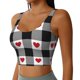 thumbnail image 2 of Balery Heart Black Buffalo Plaid Gingham Sujetadores deportivos con espalda cruzada para mujer, acolchados, sin costuras, de alto impacto, ideales para yoga, gimnasio, entrenamiento y fitness.-, 2 of 8