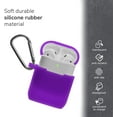 thumbnail image 3 of AirPods Case [Front LED Visible], GMYLE Silicone Protective Shockproof Earbuds Case Cover Skin with Keychain Kit Set Compatible for Apple AirPods 1 & 2 (Bright Purple), 3 of 6