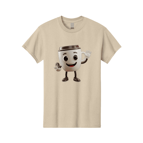 Coffee-Cup-Mascot Mens Graphic Tee, 100% Cotton, Casual Summer Wear