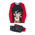 thumbnail image 2 of Pijamas Para Familia Navidad Manga Larga Ciervo Estampado Raglan Tops + Pantalones XBTCLXEBCO Mujer Rojo Negro:L, 2 of 5