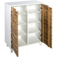 thumbnail image 6 of Modernist Multi-Functional Foyer Shoe Cabinet, 8 Tier Rack Organizer & Grid-Style Doors, Freestanding Unit, Stackable & Portable Storage for Entryway, Hallway, Bedroom, Bathroom, Living Room, 6 of 9