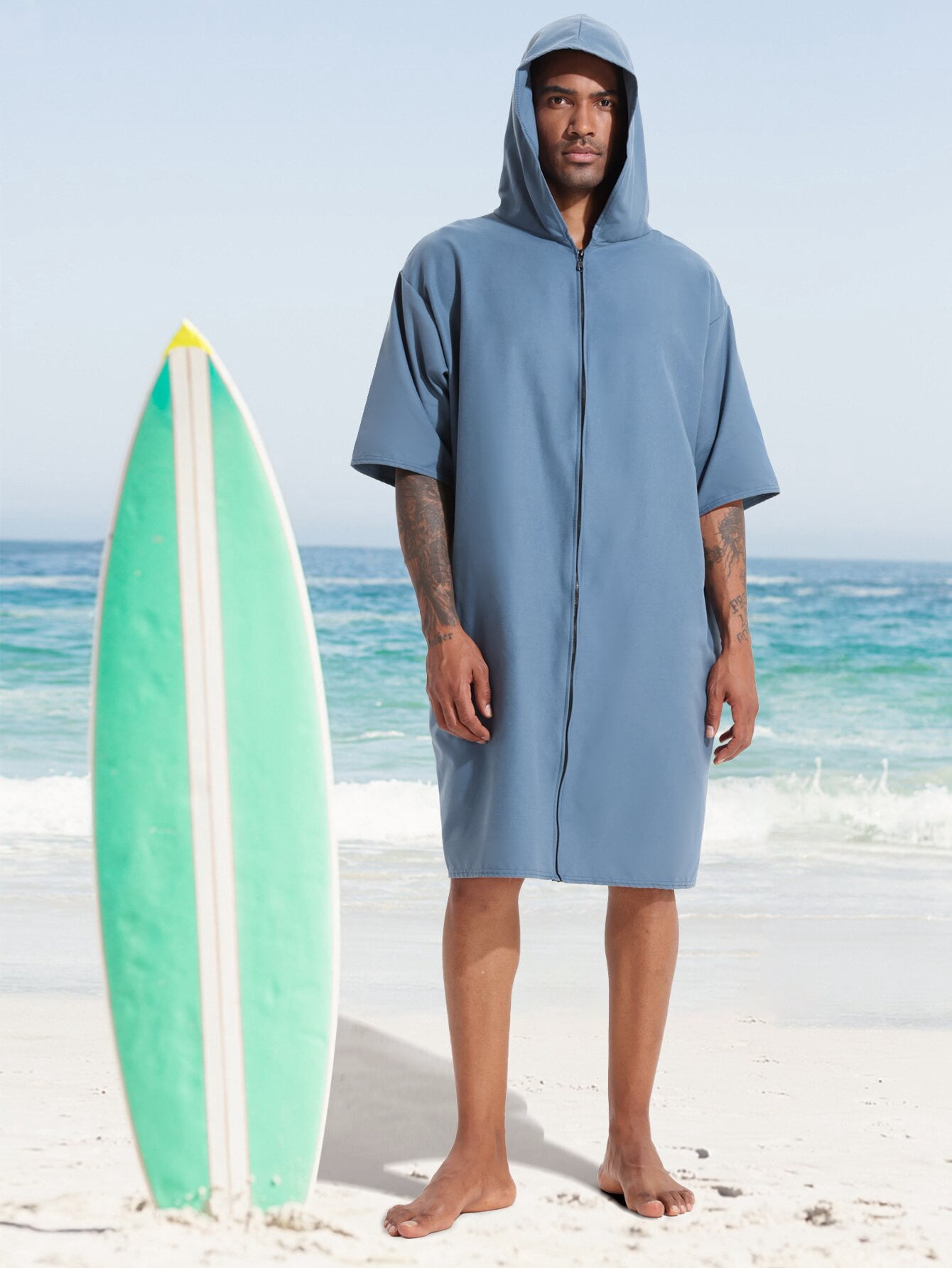 PISIQI Surfing cape changing robe with hood absorbent quick drying microfibre wetsuit zip towel suitable for beach surfing men women
