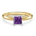 thumbnail image 3 of Gem Stone King 10K Two Tone Gold Purple Amethyst Engagement Ring for Women | 0.65 Cttw | Princess 5MM | Gemstone February Birthstone | Size 9, 3 of 6