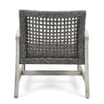 thumbnail image 3 of GDF Studio Viola Outdoor Wood and Wicker Club Chairs, Set of 4, Grey Finish and Mixed Black, 3 of 6