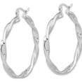 thumbnail image 2 of Sterling Silver Rhodium-Plated Textured 3.7Mm Twisted Hoop Earrings (Width 41) (Length 44.5) - Jbsp, 2 of 5