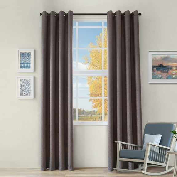 Senna Room Darkening Noise Reducing Frozen Lake Blackout Curtain Set Charcoal / 52"x96"