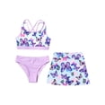 thumbnail image 3 of vastwit Kids Girls 3 Piece Bathing Suit Tropical Printed Swimsuit Quickly Dry Swimwear Tankini Set Lavender 16, 3 of 5