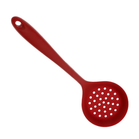 

Silicone Ladle with Strainer for Ladle - Long Handle with Hole for Kitchen Red