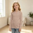 thumbnail image 5 of Girls Crew Neck Shirt Long Sleeve Ribbed Solid Slim Fit Basic Tee Fall Tops, 5 of 6