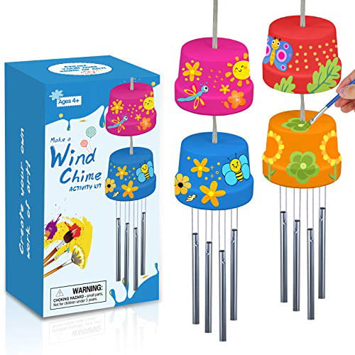 2-Pack Make A Wind Chime Kits Arts & Crafts Construct & Paint Wind Powered Musical Chime DIY Gift for Kids Boys & Girls