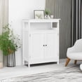 thumbnail image 5 of Bathroom Floor Storage Cabinet, Wooden Free Standing Storage Organizer with 2 Doors & Adjustable Shelves, for Living Room Hallway, White, 5 of 19