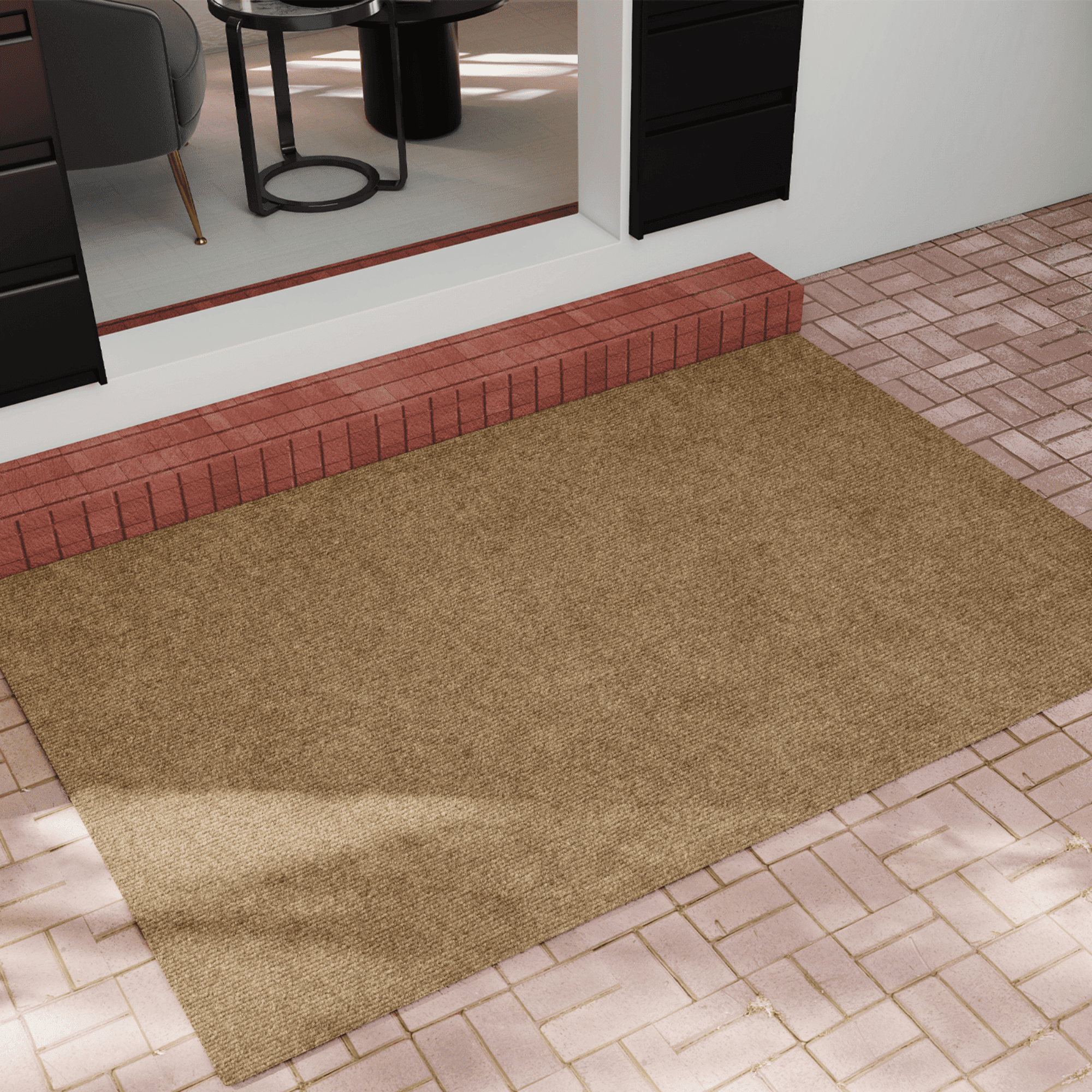 OVYEOFR 3' x 5' Outdoor Mat, Non Slip Large Doormat Entry Rug, Indoor Front Door Mats for Entrance, Brown