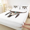 thumbnail image 3 of Homewish Rustic Boho Tribal Twin Sheet Sets,Western Bull Skull Twin Fitted Sheet,Bohemian Style Flat Sheet For Boys,Breathable Home Decor,3 Pieces, 3 of 7