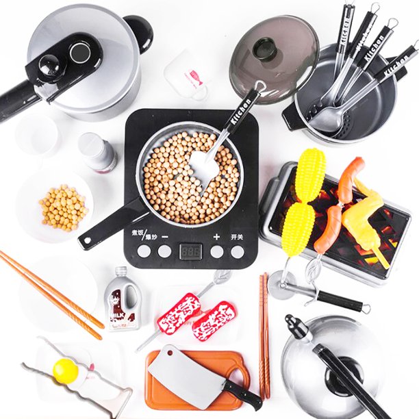 Casa Cocina Juguetes Juego de ollas de cocina de resina duradera, juguetes para niños para barbacoa, Camping, cocina Tmvgtek libre de BPA