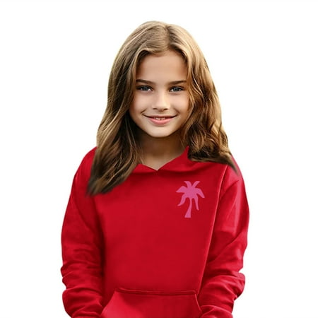 

Swohaoen Pink Graphic Hoodie for Girls Girls Hoodies Kids 10-12 Long Sleeve Letter Print Cute Sweatshirts Drawstring Pullover Trendy Hoodie Red 11-12Years