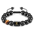 thumbnail image 1 of Con Letras Ajustables De 10Mm, Cuentas De Piedra De Ojo De Tigre De Ónix Negro Natural, Pulsera De Cuerda Trenzada, Regalo Significativo 26 Pulseras Speravity AP006886-21, 1 of 6