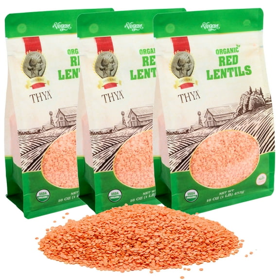 THYA Organic Red Lentil 48 Oz (3 x1 lb)