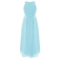 thumbnail image 3 of TSSOE Kids Girls Sequins Sleeveless Chiffon Princess Maix Dress Junior Bridesmaid Wedding Long Dress Sky Blue 14, 3 of 7