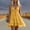 Yellow, variant on Women's Solid Color Spaghetti Strap Mini Dress Deep V‑Neck Tiered Lace Ruffle Summer Casual Dress Yellow XL(XL)