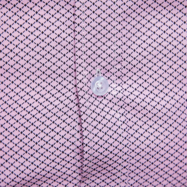 VSSSJ Button Down Shirts for Men Slim Fit No Iron Fashion Print Long Sleeve  Lapel Shirt Casual Thin Lightweight Comfortable Basic Tees Pink XL