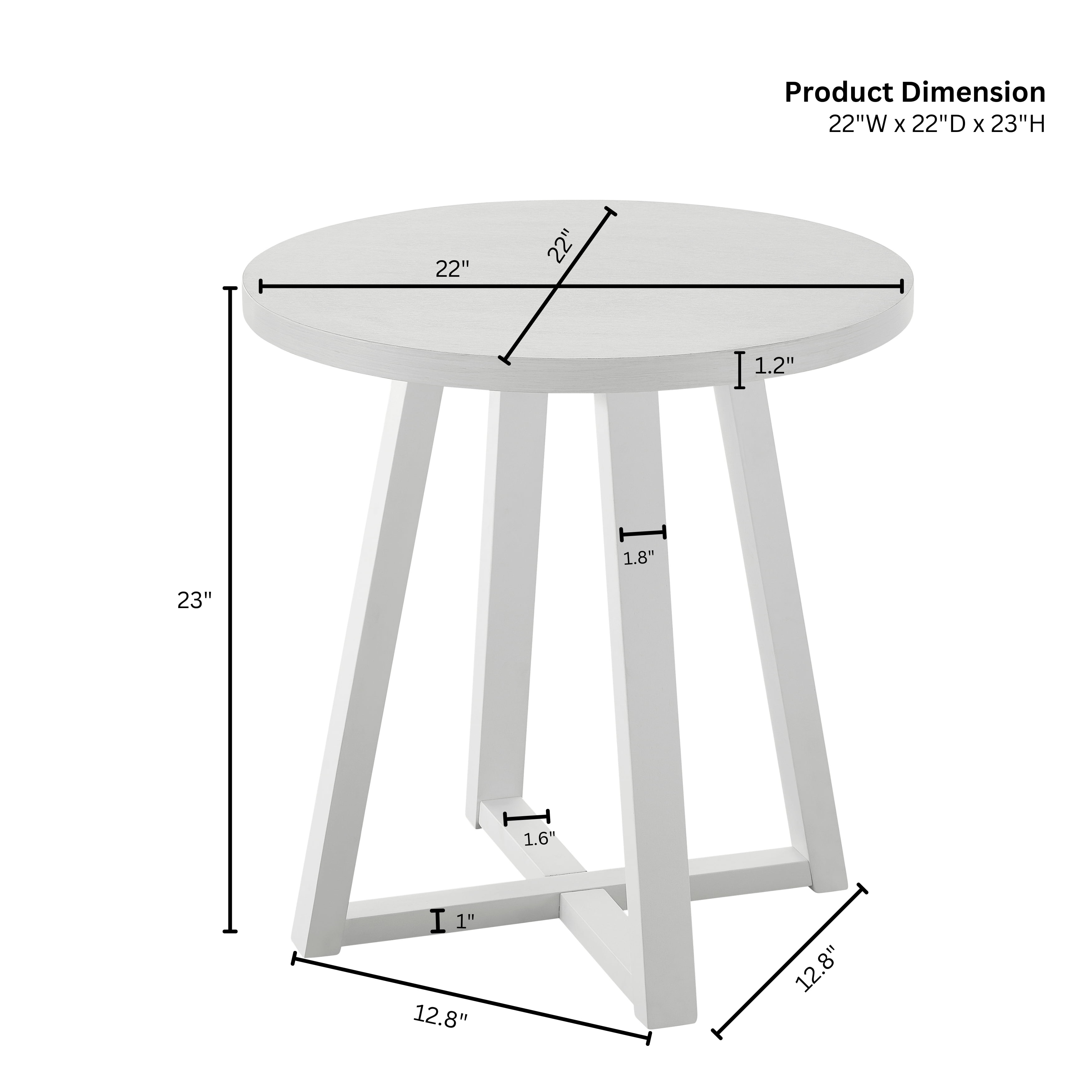 Wood Round End Table, White