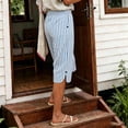 thumbnail image 6 of Costeam Womens Summer Faux Linen Cropped Shorts Natural Textured Woven Fabric Side Pockets Elastic Waist Relaxed Loose Fit Casual Mid Length Daily Short Bottoms, 6 of 8