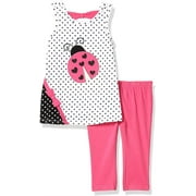 Kids Headquarters Girls 4-6X Ladybug Dot Legging Set(White 4)