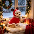 thumbnail image 5 of Dog Cat Christmas Costume for Small Medium Pets Holiday Outfit with Hood Soft Stretchy Pet Apparel for Party Photo Shoot, Adjustable Festive Sweatshirt for Puppy Kitten, Style E, Pet Clothes, 5 of 7