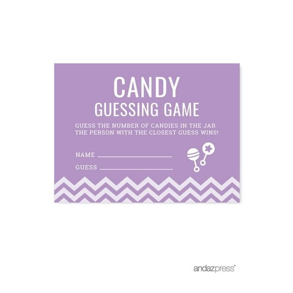 Candy Guessing Game Lavender Chevron Baby Shower Games, 30-Pack