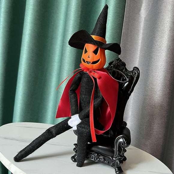 Pumpkin Elf Doll Plush Toy Shelf Horror Home Decoration Halloween Christmas Festive Ornament Kids Gift