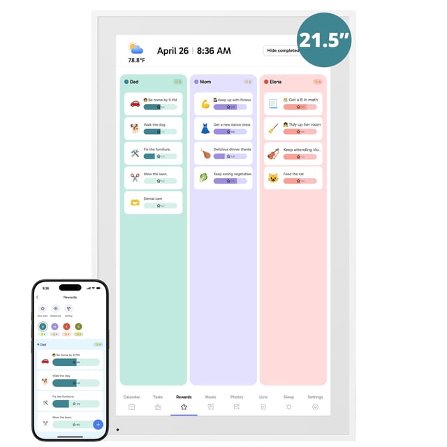 Calendario Digital Dragon Touch de 21.5" con Pantalla Táctil para Pared
