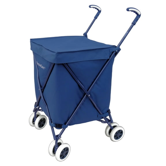 Versacart Transit Original Compact Folding Shopping and Utility Cart, Signature Blue, Collapsible, 1 Pack