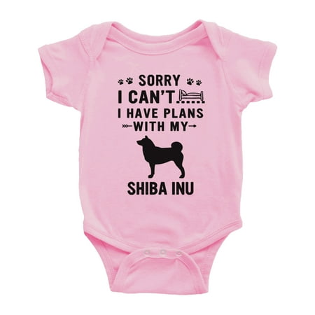 

Sorry I Can t I Have Plans With My Shiba Inu Love Pet Dog Cute Baby Romper (Pink 18-24 Months)