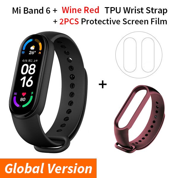 Xiaomi Mi Band 6 pulsera inteligente 6 colores AMOLED sangre oxígeno banda inteligente Fitness Traker ritmo cardíaco Bluetooth impermeable Miband 6 Tan Jianjun unisex