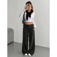 thumbnail image 5 of Deago Corduroy Pants for Women Casual Mid Waist Wide Leg Pants Loose Comfy Trousers with Pockets (Black, S), 5 of 9