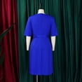 thumbnail image 4 of AURA Womens Pleated Midi Dress High Waist Belted A Line Crewneck Five Sleeve Elegant Summer Work Dress with Zipper, 4 of 9