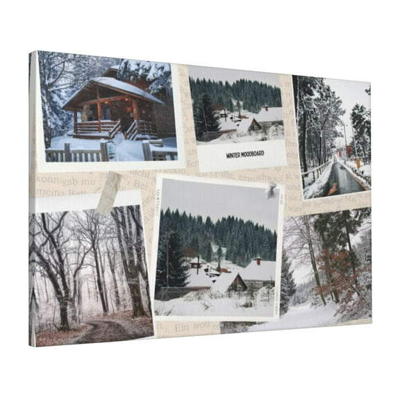 Custom Canvas Prints Beige White And Grey Modern Winter Personalized Photo Image Collage DIY Framed Kit Wall Art Picture Room Decor 16x20 inch