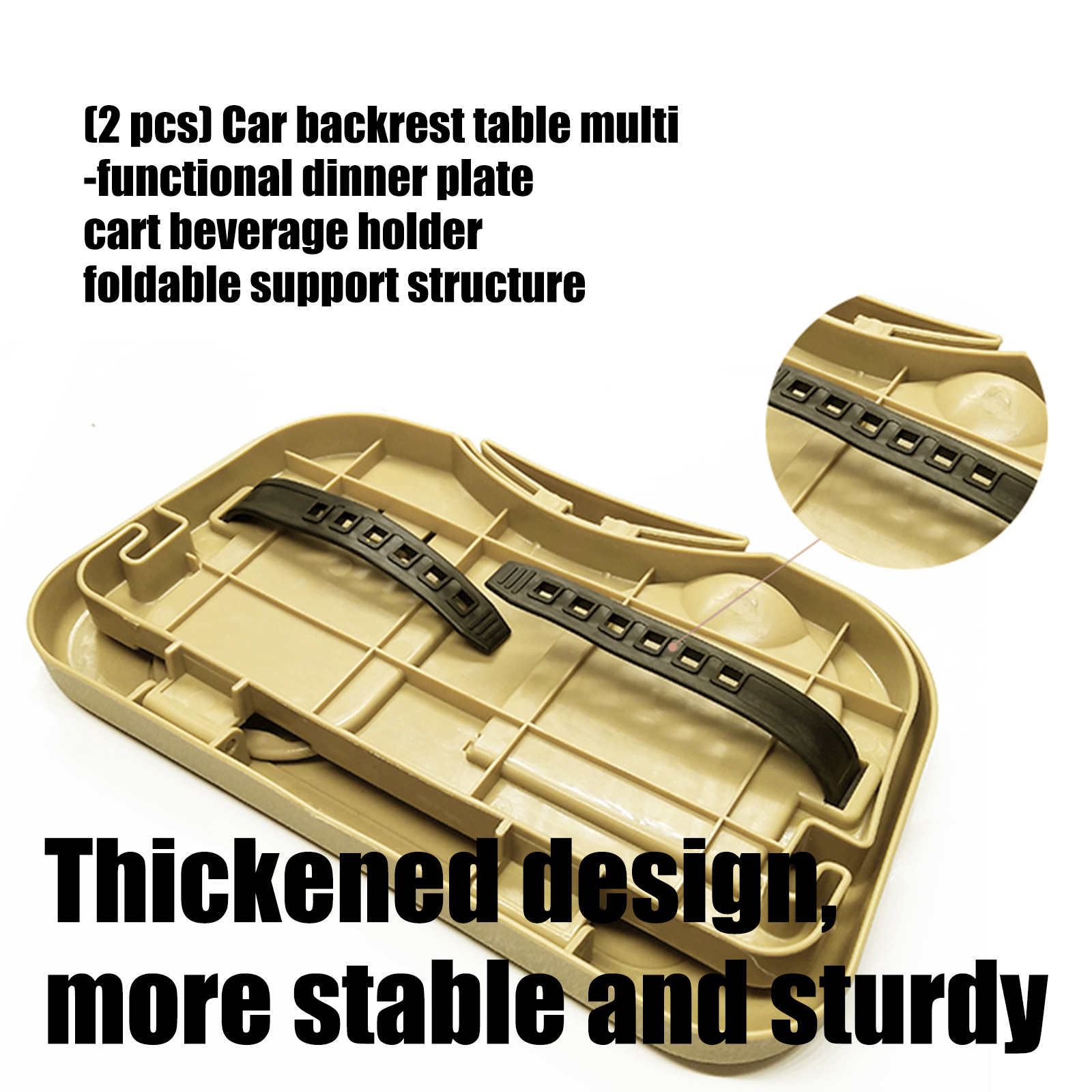 Space-Saving Vehicle Seat Back Tray, Foldable With Cup Holders, Easy-Clean Design for Road Trips