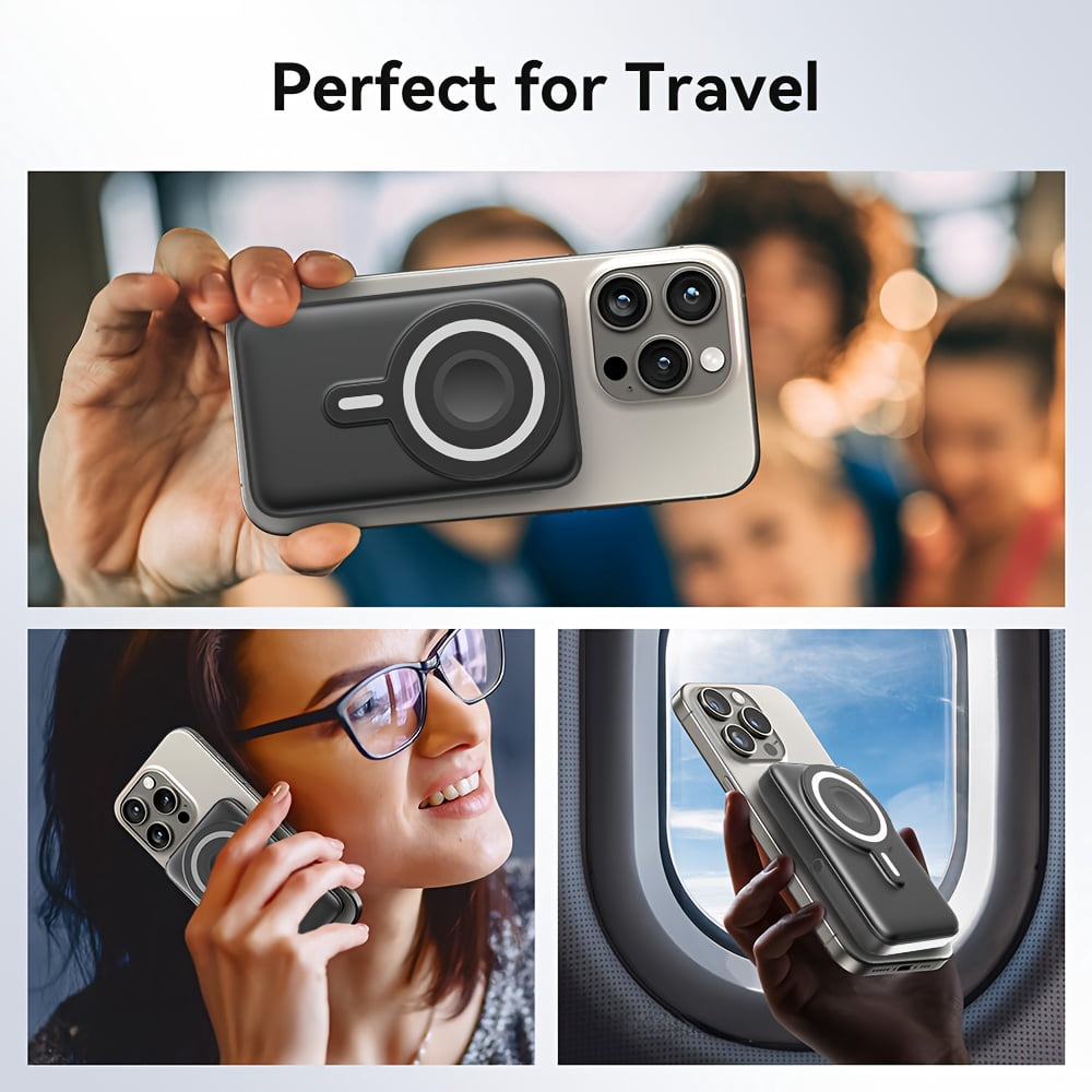 3 in 1 Wireless Power Bank for Summer, Featuring a 20000Mah Magnetic Charger with a Digital Display And Stand. This Portable Battery Pack Is Compatible with Mobile Phones, Headphones, And Watches