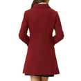 thumbnail image 3 of INSPIRE CHIC Manteau Long d'Hiver pour Femme à Col Peter Pan, à Simple Boutonnage, Rouge Uni, TP, 3 of 5