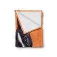 thumbnail image 2 of Dog Lover Soft Flannel Fleece Throw Blanket, Pet Photo of Domestic Akita Breed on Tangerine Tones, Cozy Plush for Indoor and Outdoor Use, 50" x 60", Orange Charcoal Grey, by Ambesonne, 2 of 5