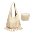 thumbnail image 1 of Bolso estilo hobo con flecos Strade Fareast Limited Beige, 1 of 8