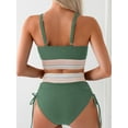 thumbnail image 3 of Women's High Waisted Bikini Sets Two Piece Tummy Control Swimsuit Color Block Bathing Suits, 3 of 9