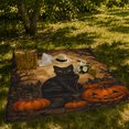 thumbnail image 6 of Halloween Spooky Forest Black Cat Pumpkin Scene, Mystical Pet Portrait Pattern, Warm Flannel Blanket for Cabin and Lodge, Cat Lovers Halloween Gift, Pet Lover Home Decor, 6 of 7