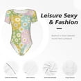 thumbnail image 6 of Naloa Daisies Flowers Women's Short-Sleeved Onesie, One-Piece Swimsuit for Parties, dates, clubs - X-Large, 6 of 9