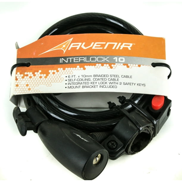 Avenir Interlock 10 6' x 10mm Thick Braided Steel Cable Bike Lock Keyed