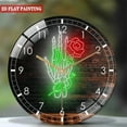 thumbnail image 2 of Decorative Clocks: Skeleton Hand  Glass Wall Clock– Hallo-ween Skull Flower Wall Clock for Home Decor Wedding Gift Decor. Man Cave Hanging Door Housewarming Hall-oween Gift Style 12×12inch(30×30cm), 2 of 8