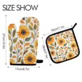 thumbnail image 2 of Yayeee Oven Mitts and Pot Holder Set of 2 Heat Resistant Kitchen Gloves Baking Hot Pad, Watercolor Sunflowers, 2 of 5