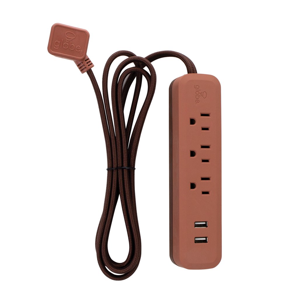 Globe Electric Watt Designer Series 6ft 3Outlet USB Surge Protector Power Strip